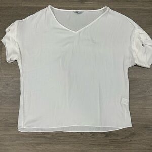 Naked Zebra White V-Neck Short Sleeve Top